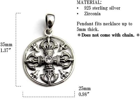 COSUMOSU Tibetan Sterling Silver Double Vajra Dorje White Zirconia Amulet Pendant in Saudi Arabia