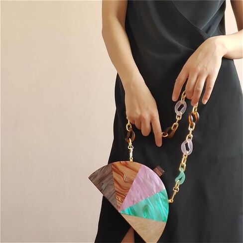 Women Acrylic Purses and Handbags Semicircle Acrylic Clutch Unique Crossbody Bag with Chain Party Evening Bag in Saudi Arabia