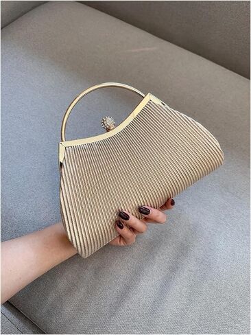 SweatyRocks Women's Metallic Rhinestone Studded Evening Handbag Kiss Lock Elegant Mini Clutch Purse in Saudi Arabia