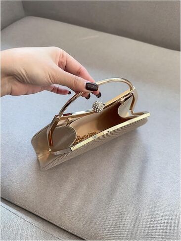 SweatyRocks Women's Metallic Rhinestone Studded Evening Handbag Kiss Lock Elegant Mini Clutch Purse in Saudi Arabia