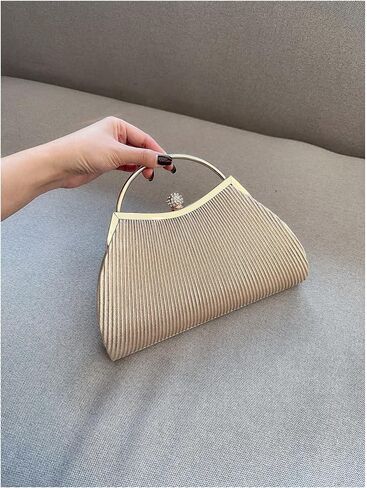 SweatyRocks Women's Metallic Rhinestone Studded Evening Handbag Kiss Lock Elegant Mini Clutch Purse in Saudi Arabia