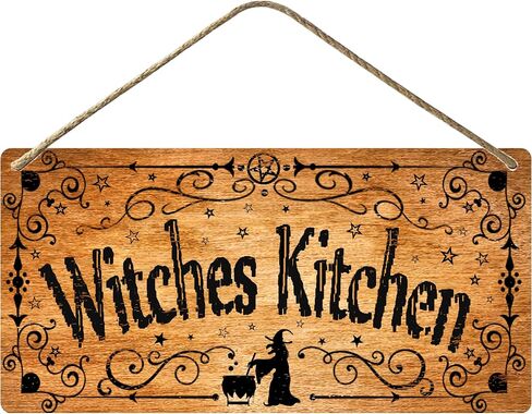 Halloween Witch Kitchen Decor Witches Kitchen Sign Vintage Witchy Home Wall Decor Wooden Hanging Pantry Signs Wood Decoration For Hocus Pocus Door Sign Gothic House Room Decorations 6 X 12 Inch in Kuwait