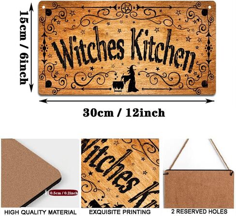 Halloween Witch Kitchen Decor Witches Kitchen Sign Vintage Witchy Home Wall Decor Wooden Hanging Pantry Signs Wood Decoration For Hocus Pocus Door Sign Gothic House Room Decorations 6 X 12 Inch in Kuwait