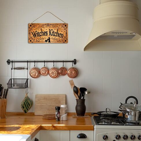 Halloween Witch Kitchen Decor Witches Kitchen Sign Vintage Witchy Home Wall Decor Wooden Hanging Pantry Signs Wood Decoration For Hocus Pocus Door Sign Gothic House Room Decorations 6 X 12 Inch in Kuwait
