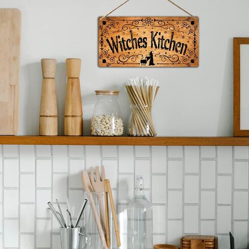 Halloween Witch Kitchen Decor Witches Kitchen Sign Vintage Witchy Home Wall Decor Wooden Hanging Pantry Signs Wood Decoration For Hocus Pocus Door Sign Gothic House Room Decorations 6 X 12 Inch in Kuwait