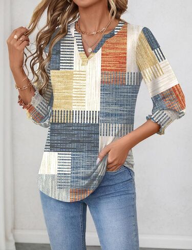 LOMON Women's 2025 Fashion Tops 3/4 Length Sleeve Business Casual Blouses Summer Tees Shirts in Kuwait