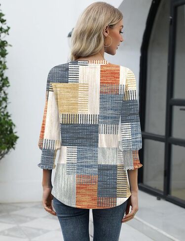 LOMON Women's 2025 Fashion Tops 3/4 Length Sleeve Business Casual Blouses Summer Tees Shirts in Kuwait