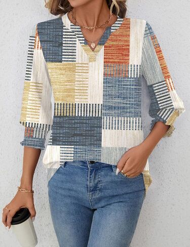 LOMON Women's 2025 Fashion Tops 3/4 Length Sleeve Business Casual Blouses Summer Tees Shirts in Kuwait