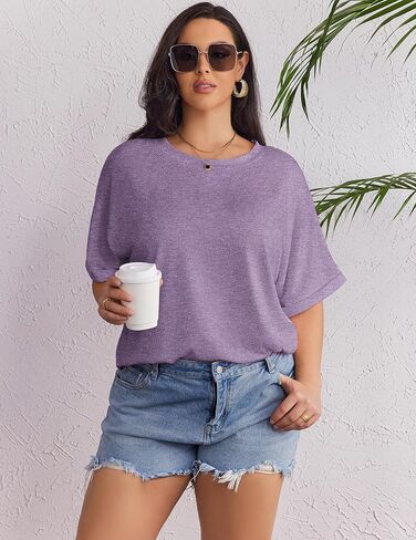 IN'VOLAND Women's Plus Size T Shirts Oversized Tees Summer Half Sleeve Crew Neck Whiskey Graphic Tunic Tops Basic Top in Kuwait