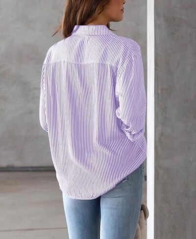 IBAOTORONI Women's Striped Button Down Shirts: Long Sleeve Office Casual Business Blouses with Pocket in Saudi Arabia