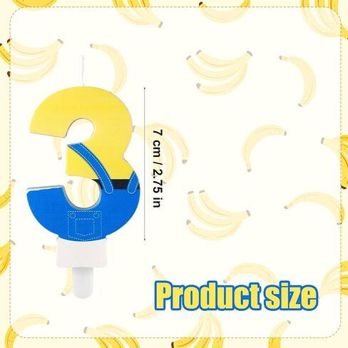 شموع ذات طابع الرسوم المتحركة، شموع أرقام كرتونية باللونين الأزرق والأصفر، شموع عيد ميلاد سعيد على شكل رسوم كرتونية من الجينز الأزرق اللطيف، شموع علوية لعيد الميلاد، زينة مثالية لكعكة عيد الميلاد (رقم 3) in Kuwait