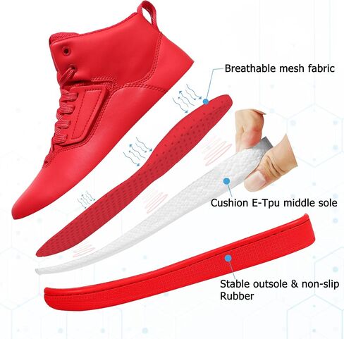 Soulsfeng Unisex Basketball Shoes Leather High Top Sneakers Comfortable Walking Skate Shoes in Kuwait