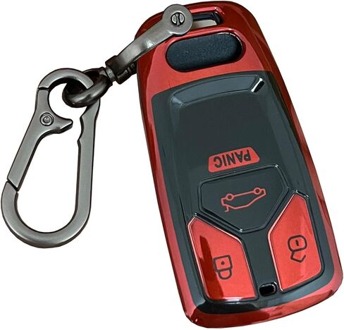 for Audi Key Fob Shell Remote Key Fit for Audi A4 Q7 Q5 TT A3 A6 SQ5 R8 S5 Smart 4 Buttons Key Cover (Black-Red) in Saudi Arabia
