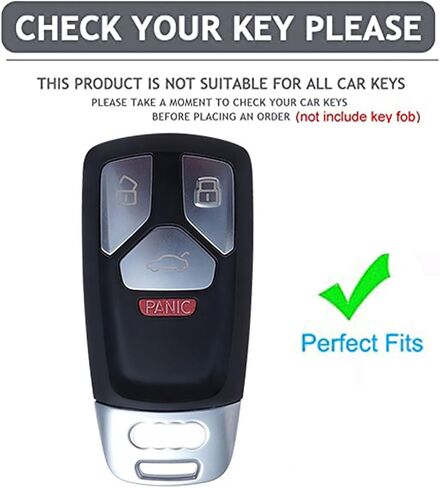 for Audi Key Fob Shell Remote Key Fit for Audi A4 Q7 Q5 TT A3 A6 SQ5 R8 S5 Smart 4 Buttons Key Cover (Black-Red) in Saudi Arabia