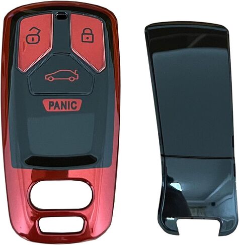 for Audi Key Fob Shell Remote Key Fit for Audi A4 Q7 Q5 TT A3 A6 SQ5 R8 S5 Smart 4 Buttons Key Cover (Black-Red) in Saudi Arabia