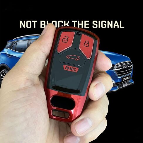 for Audi Key Fob Shell Remote Key Fit for Audi A4 Q7 Q5 TT A3 A6 SQ5 R8 S5 Smart 4 Buttons Key Cover (Black-Red) in Saudi Arabia