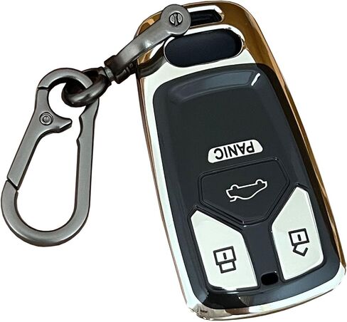 for Audi Key Fob Shell Remote Key Fit for Audi A4 Q7 Q5 TT A3 A6 SQ5 R8 S5 Smart 4 Buttons Key Cover (Black-Red) in Saudi Arabia