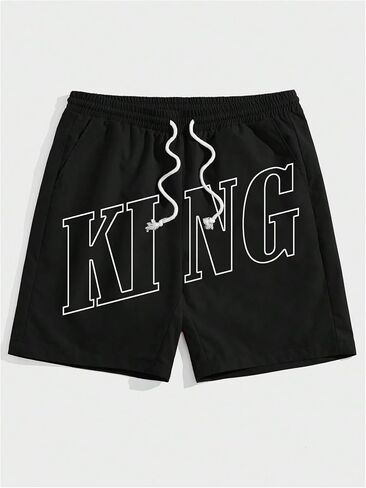 Milumia Men's Letter Graphic Drawstring Waist Shorts Street Beach Summer Shorts in Saudi Arabia