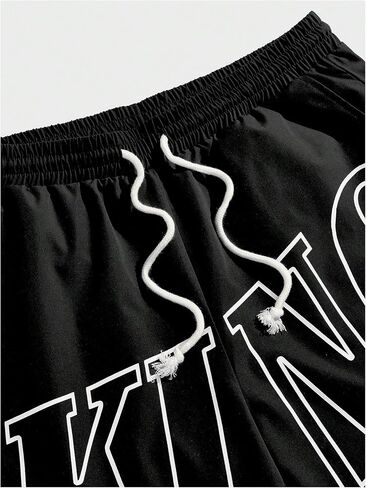 Milumia Men's Letter Graphic Drawstring Waist Shorts Street Beach Summer Shorts in Saudi Arabia
