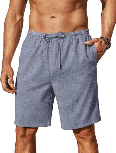 COOFANDY Mens Casual Shorts 9" Elastic Waist Drawstring Summer Shorts Lightweight Beach Shorts in Saudi Arabia