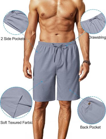 COOFANDY Mens Casual Shorts 9" Elastic Waist Drawstring Summer Shorts Lightweight Beach Shorts in Saudi Arabia