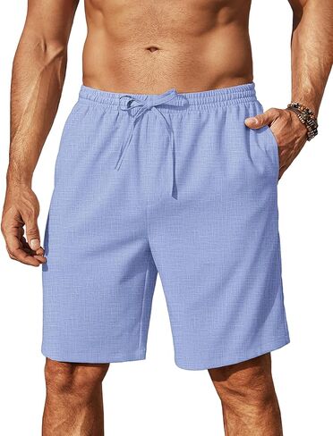 COOFANDY Mens Casual Shorts 9" Elastic Waist Drawstring Summer Shorts Lightweight Beach Shorts in Saudi Arabia