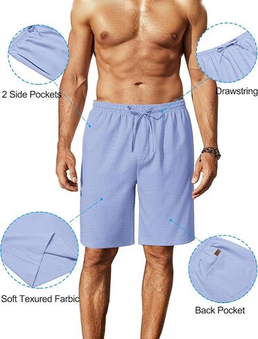 COOFANDY Mens Casual Shorts 9" Elastic Waist Drawstring Summer Shorts Lightweight Beach Shorts in Saudi Arabia