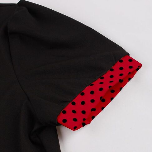 ODIZLI Women's 1950s Retro Dress Short Sleeve Notched Lapel Polka Dot Stripe Swing Dress with Belt Cocktail Dress in Kuwait
