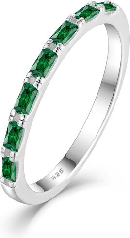 JO WISDOM Stackable Rings for Women 925 Sterling Silver Wedding Band for Women Thin Stacking Ring Half Cubic Zirconia Eternity Bands Ring in Saudi Arabia