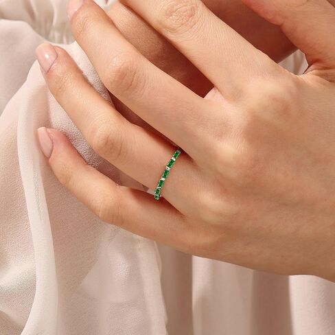 JO WISDOM Stackable Rings for Women 925 Sterling Silver Wedding Band for Women Thin Stacking Ring Half Cubic Zirconia Eternity Bands Ring in Saudi Arabia