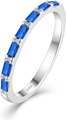 JO WISDOM Stackable Rings for Women 925 Sterling Silver Wedding Band for Women Thin Stacking Ring Half Cubic Zirconia Eternity Bands Ring in Saudi Arabia