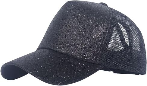 GSHLLO Glitter Sequin Baseball Cap Womens Ponytail Hat Casual Mesh Hat Adjustable Snapback Hat Summer Travel Sports Hat in Saudi Arabia