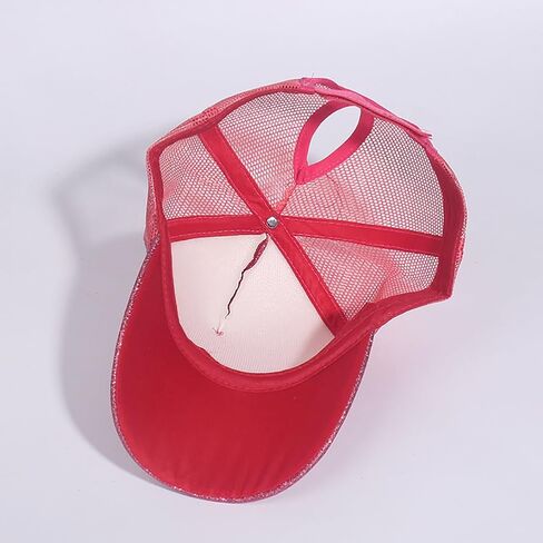 GSHLLO Glitter Sequin Baseball Cap Womens Ponytail Hat Casual Mesh Hat Adjustable Snapback Hat Summer Travel Sports Hat in Saudi Arabia