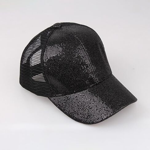GSHLLO Glitter Sequin Baseball Cap Womens Ponytail Hat Casual Mesh Hat Adjustable Snapback Hat Summer Travel Sports Hat in Saudi Arabia
