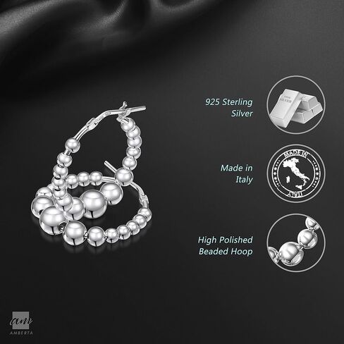 Amberta Italian 925 Sterling Silver Hoop Earrings for Women | Silver Twisted Hoops | Twisted Rope Hoop Earrings | Silver Round Hoop Earrings for Women in Kuwait