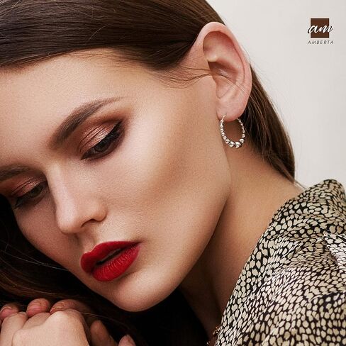 Amberta Italian 925 Sterling Silver Hoop Earrings for Women | Silver Twisted Hoops | Twisted Rope Hoop Earrings | Silver Round Hoop Earrings for Women in Kuwait