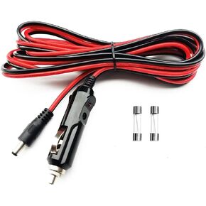 12/24V DC Car Charger Auto Power Supply Cable 6.6FT/2m - Automotive Replacement Cigarette Lighter Male Plug to DC 5.5X 2.1mm Connector Extension Cord