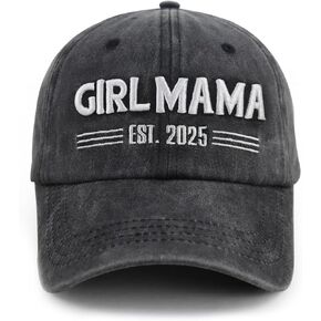 Boy Girl Mama Est 2025 قبعة للنساء أمي، مضحك قابل للتعديل القطن ثلاثية الأبعاد مطرزة هدايا أمي الجديدة قبعة بيسبول