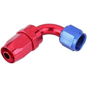 1Pc AN10 Swivel Line Hose End Fitting, High Strength Aluminum Alloy Oil Cooler Adapter Blue and Red Color Anodized 90 Degree