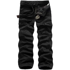 DONGD Winter Mens Cargo Pants Relaxed Fit Fleece Lined Work Pant