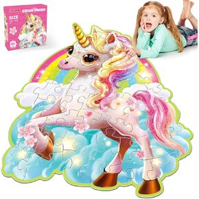 Easter Puzzles for Kids Ages 4-8, 79 Pieces Kids Floor Puzzles Ages 4-6, Large Round Jigsaw Puzzles for Toddler, Bunny Puzzles Educational Toys, Birthday Easter Gifts for Girls Boys