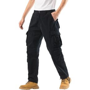 Mens Elastic Waist Camo Cargo Pants Multi Pocket Stretch Twill Cotton Cargo Jogger Work Pants for Men