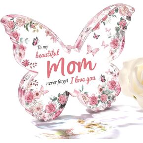 Eletorot Gifts for Mom from Daughter: Unique Mom Birthday Gifts, Butterfly-Shaped Acrylic Keepsake Mom Gifts from Daughter Son, 5x3.8 inch Mothers Day Christmas Gifts for Mom