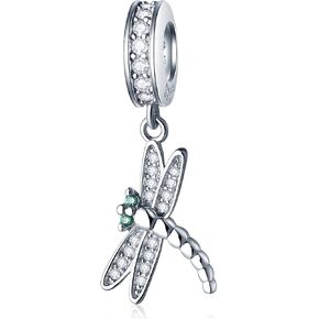 Sparkling Dragonfly Charms fits Pandora Insect Bracelet, Dangle 925 Sterling Silver Realistic Insect Pendant with CZ, Gift for Christmas/First Mothers Day/Valentines Day