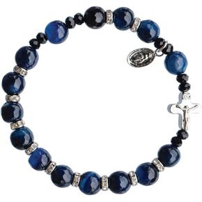 Blue Agate 8mm Rosary Bracelet