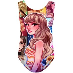 Little Girls Cartoon One-Piece Vest Girls Cartoon Print Swimsuit One Piece Swimwear Bathing Suit Bikinis(130CM,Color1)