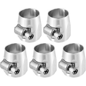 X AUTOHAUX 5 Pcs AN6 Hex Car Hose Finisher Flexible Rubber Pipe Clamp with Screw Band Adapter Fitting for Oil Fuel Water Tube Silver Tone