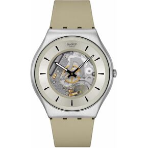 Swatch Unisex Casual Watch Beige Stainless Steel Quartz QUARTZICLE