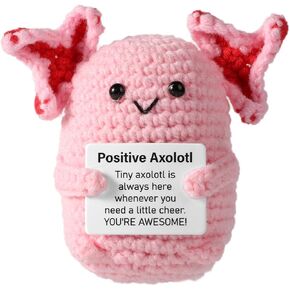 TOYMIS Positive Axolotl Crochet, Cute Creative Crochet Kit Soft Support Doll Mini Axolotl Crochet Toy Uplifting Knitting Toy Birthday Emotional Support Gifts for Office Party Decorations (Pink)