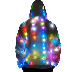 Mens Womens LED Flash Light Jacket Rave Hoodies Vest Couple Carnival Pants Party Xmas Fancy Dress Prefermence Costume